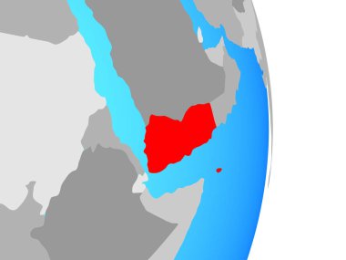 Yemen basit siyasi dünya üzerinde. 3D çizim.