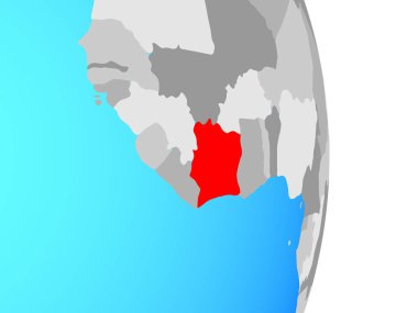 Fildişi Sahili basit siyasi dünya üzerinde. 3D çizim.