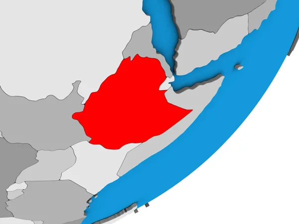 Etiopia Niebieski Globus Polityczny Ilustracja — Zdjęcie stockowe