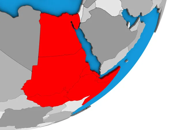 东北非洲在蓝色政治3D — 图库照片