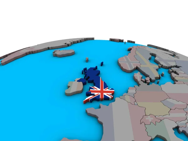 United Kingdom Embedded National Flag Political Globe Illustration — Stock Photo, Image