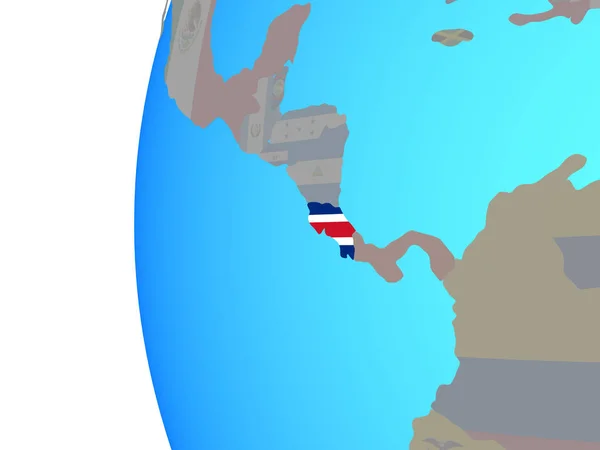 Costa Rica Met Ingesloten Nationale Vlag Blauwe Politieke Wereldbol Illustratie — Stockfoto