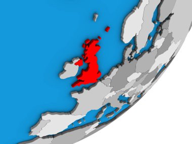 Mavi siyasi 3d Globe İngiltere. 3D çizim.