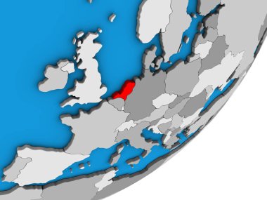 Hollanda mavi siyasi 3d dünya üzerinde. 3D çizim.