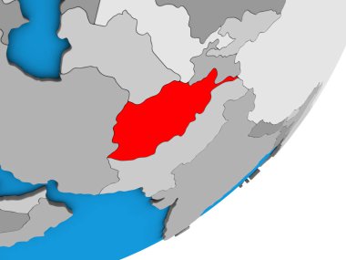 Afganistan mavi siyasi 3d dünya üzerinde. 3D çizim.