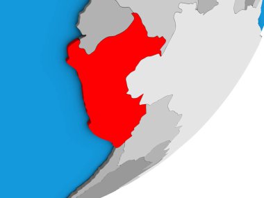 Peru mavi siyasi 3d dünya üzerinde. 3D çizim.