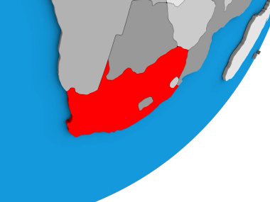 Güney Afrika mavi siyasi 3d dünya üzerinde. 3D çizim.