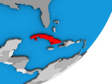 Küba mavi siyasi 3d dünya üzerinde. 3D çizim.