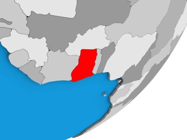 Gana mavi siyasi 3d dünya üzerinde. 3D çizim.