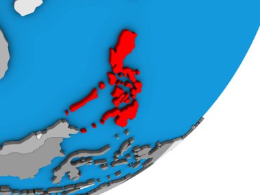 Filipinler mavi siyasi 3d dünya üzerinde. 3D çizim.