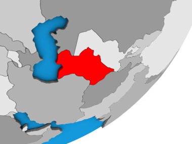 Türkmenistan mavi siyasi 3d dünya üzerinde. 3D çizim.