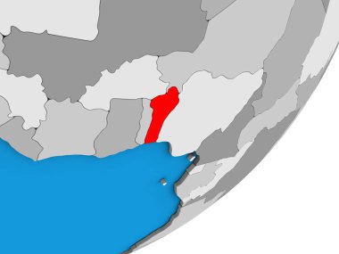 Benin mavi siyasi 3d dünya üzerinde. 3D çizim.
