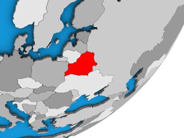Beyaz Rusya mavi siyasi 3d dünya üzerinde. 3D çizim.