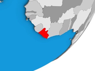 Liberya mavi siyasi 3d dünya üzerinde. 3D çizim.