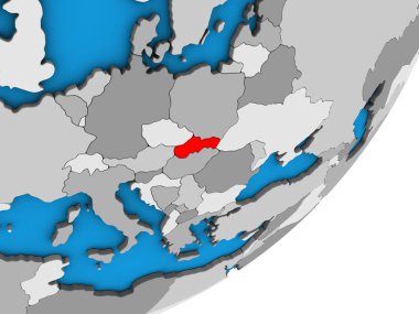 Slovakya mavi siyasi 3d dünya üzerinde. 3D çizim.