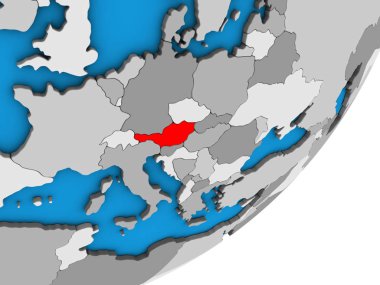 Avusturya mavi siyasi 3d dünya üzerinde. 3D çizim.