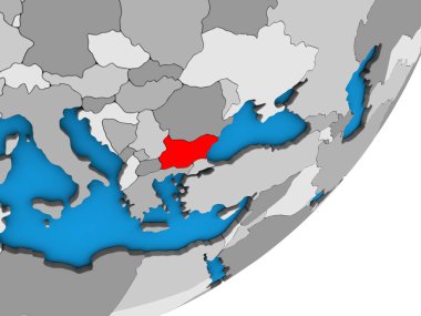 Bulgaristan mavi siyasi 3d dünya üzerinde. 3D çizim.