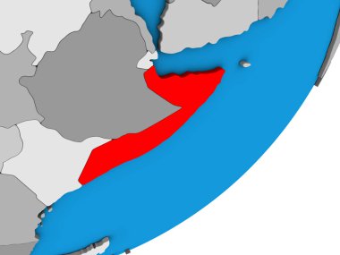 Somali mavi siyasi 3d dünya üzerinde. 3D çizim.