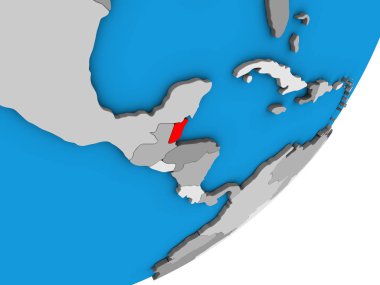 Belize mavi siyasi 3d dünya üzerinde. 3D çizim.