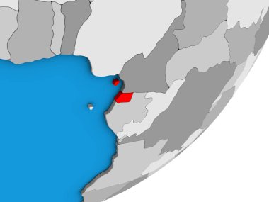 Ekvator Ginesi mavi siyasi 3d dünya üzerinde. 3D çizim.