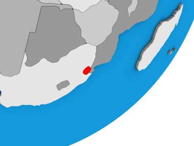 eswatini mavi siyasi 3d dünya üzerinde. 3D çizim.