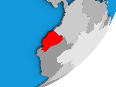 Ekvador mavi siyasi 3d dünya üzerinde. 3D çizim.