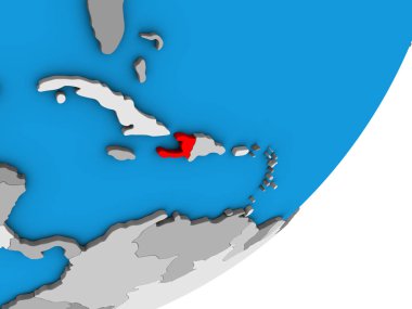 Haiti mavi siyasi 3d dünya üzerinde. 3D çizim.