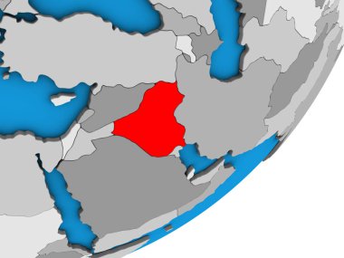 Irak mavi siyasi 3d dünya üzerinde. 3D çizim.