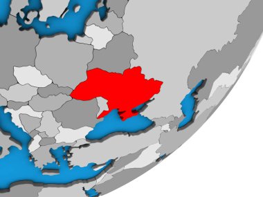 Ukrayna mavi siyasi 3d dünya üzerinde. 3D çizim.