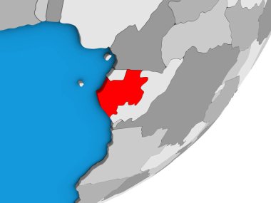 Gabon mavi siyasi 3d dünya üzerinde. 3D çizim.