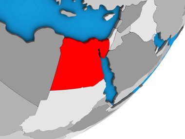 Mısır mavi siyasi 3d dünya üzerinde. 3D çizim.