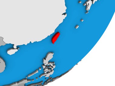 Tayvan mavi siyasi 3d dünya üzerinde. 3D çizim.