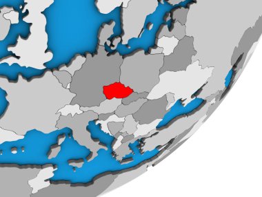 Çek Cumhuriyeti mavi siyasi 3d dünya üzerinde. 3D çizim.