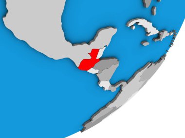 Guatemala mavi siyasi 3d dünya üzerinde. 3D çizim.