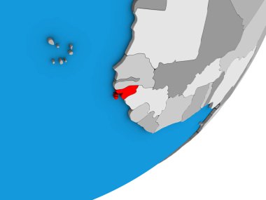 Gine-Bissau mavi siyasi 3d dünya üzerinde. 3D çizim.