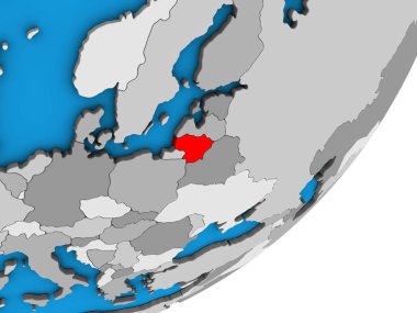 Litvanya mavi siyasi 3d dünya üzerinde. 3D çizim.