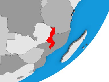 Malavi mavi siyasi 3d dünya üzerinde. 3D çizim.