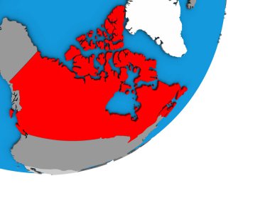 Kanada mavi siyasi 3d dünya üzerinde. 3D çizim.