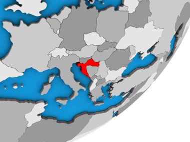 Hırvatistan mavi siyasi 3d dünya üzerinde. 3D çizim.