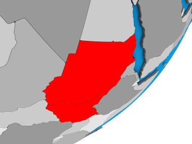 Sudan mavi siyasi 3d dünya üzerinde. 3D çizim.