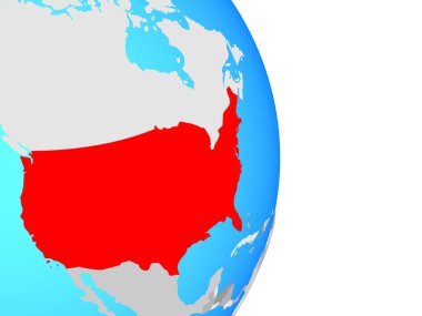 ABD basit siyasi dünya üzerinde. 3D çizim.