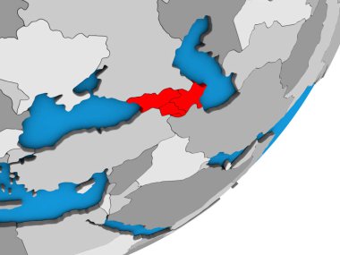 Mavi siyasi 3d Globe Kafkasya'da. 3D çizim.