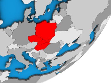 Visegrad grup mavi siyasi 3d dünya üzerinde. 3D çizim.