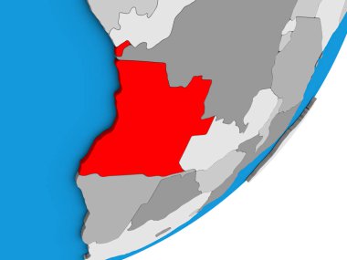 Angola mavi siyasi 3d dünya üzerinde. 3D çizim.