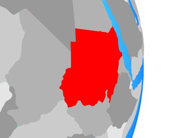 Sudan basit siyasi dünya üzerinde. 3D çizim.