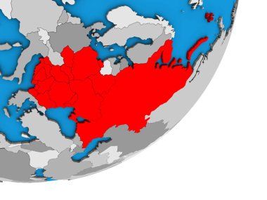 Doğu Avrupa Mavi siyasi 3d dünya üzerinde. 3D çizim.