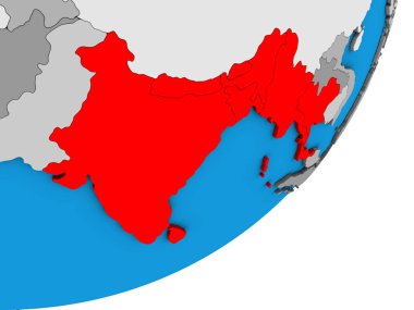 Bimstec üye devletler mavi siyasi 3d dünya üzerinde. 3D çizim.