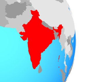 Hindistan basit siyasi dünya üzerinde. 3D çizim.