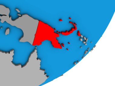 Papua Yeni Gine mavi siyasi 3d dünya üzerinde. 3D çizim.