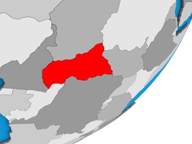 Orta Afrika mavi siyasi 3d dünya üzerinde. 3D çizim.